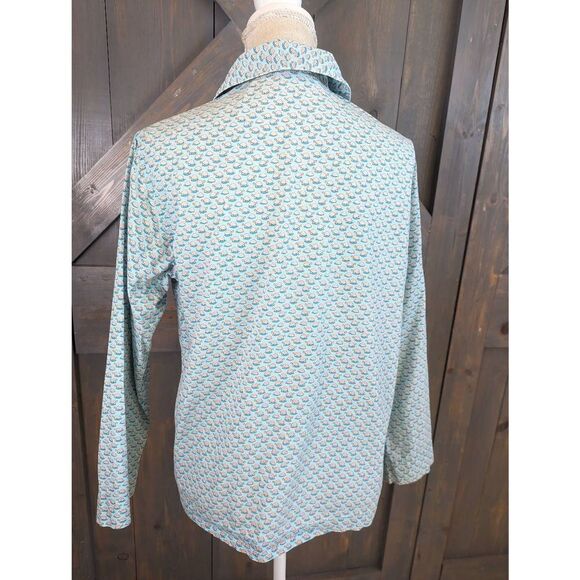Vineyard Vines Top Shirt Button Women's Small Blue Turtle Collar 100% Cotton - Picture 4 of 11